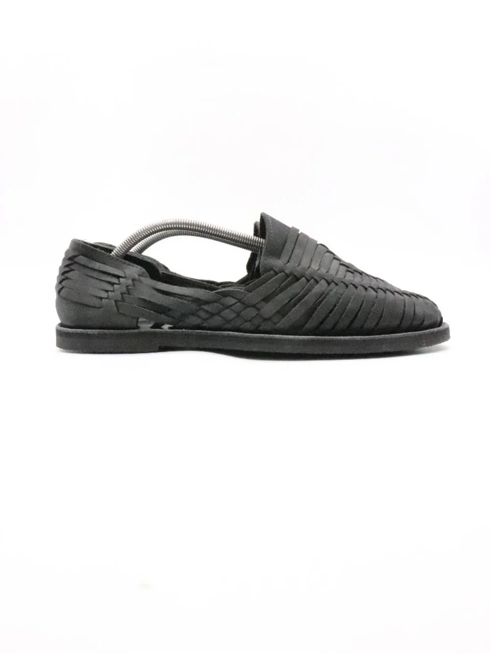 Espiritu Shoes Men's Size 12 Matt Black Leather Huarache Sandals Slip On Mexico